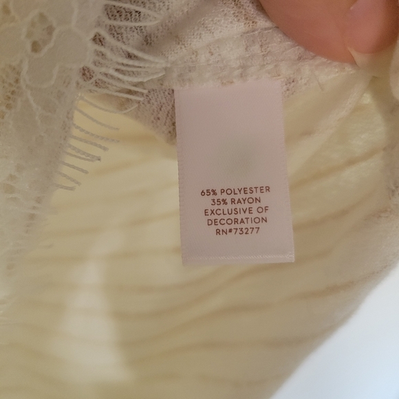 LC Lauren Conrad Cream & Tan Lace Hem Tunic Size Medium - Picture 10 of 10